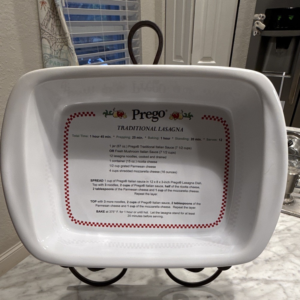 Prego Traditional Lasagna Ceramic Baking Dish 12x8x3 Campbell's 2006 Vintage